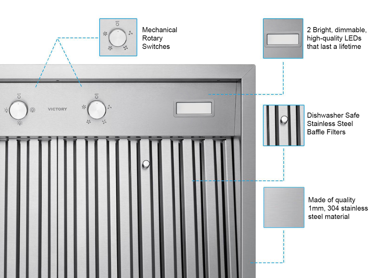 Victory Q5 42 inch stainless steel range hood insert, view 4