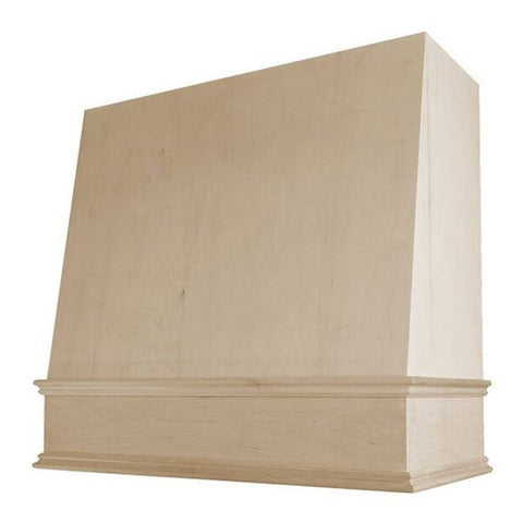 Kitchen and Cabinet Store Angled wood range hood in Raw