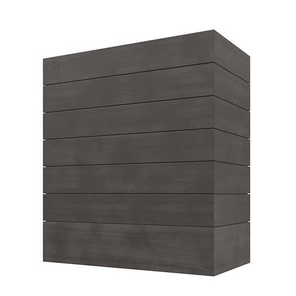 Kitchen and Cabinet Store Box Straight With Shiplap wood range hood in Stained Gray