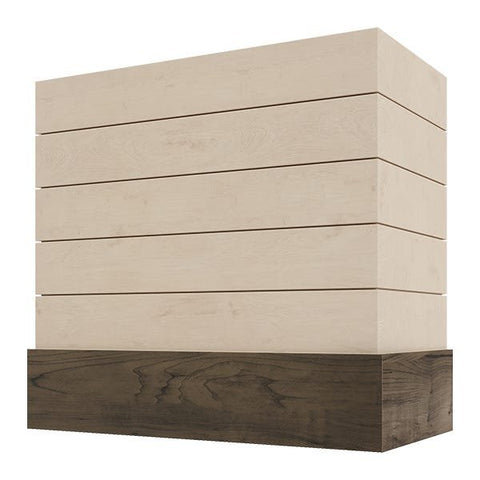 Kitchen and Cabinet Store Box With Shiplap And Walnut Band wood range hood in Raw