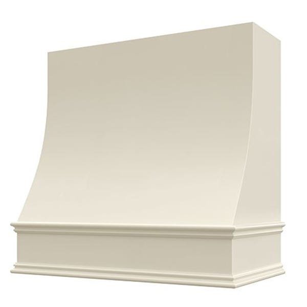 Kitchen and Cabinet Store Sloped wood range hood in Antique White