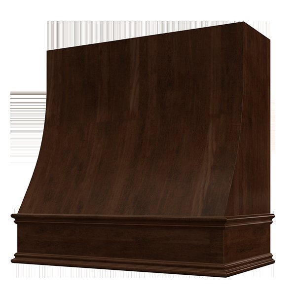Kitchen and Cabinet Store Sloped wood range hood in Espresso Stain