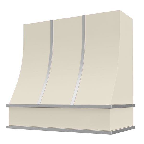 Kitchen and Cabinet Store Sloped With Steel Strapping wood range hood in Antique White