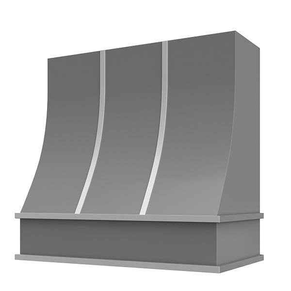 Kitchen and Cabinet Store Sloped With Steel Strapping wood range hood in Gray