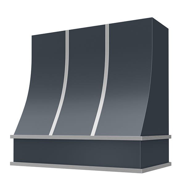 Kitchen and Cabinet Store Sloped With Steel Strapping wood range hood in Navy