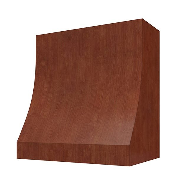 Kitchen and Cabinet Store Sloped Without Trim wood range hood in Saddle Stain