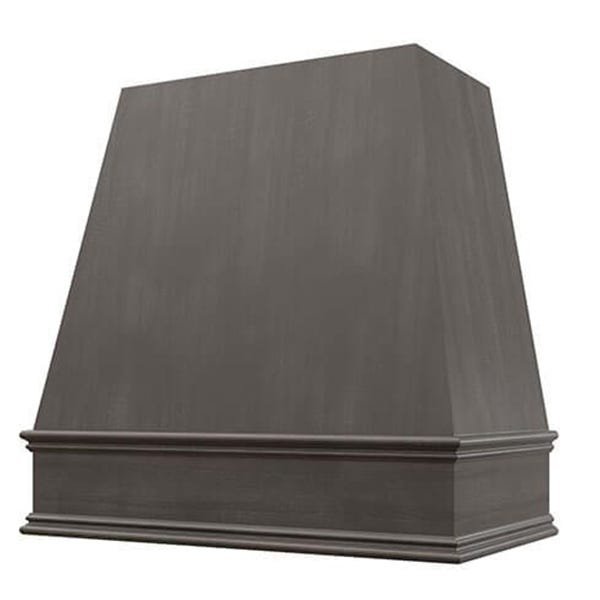 Kitchen and Cabinet Store Tapered wood range hood in Stained Gray