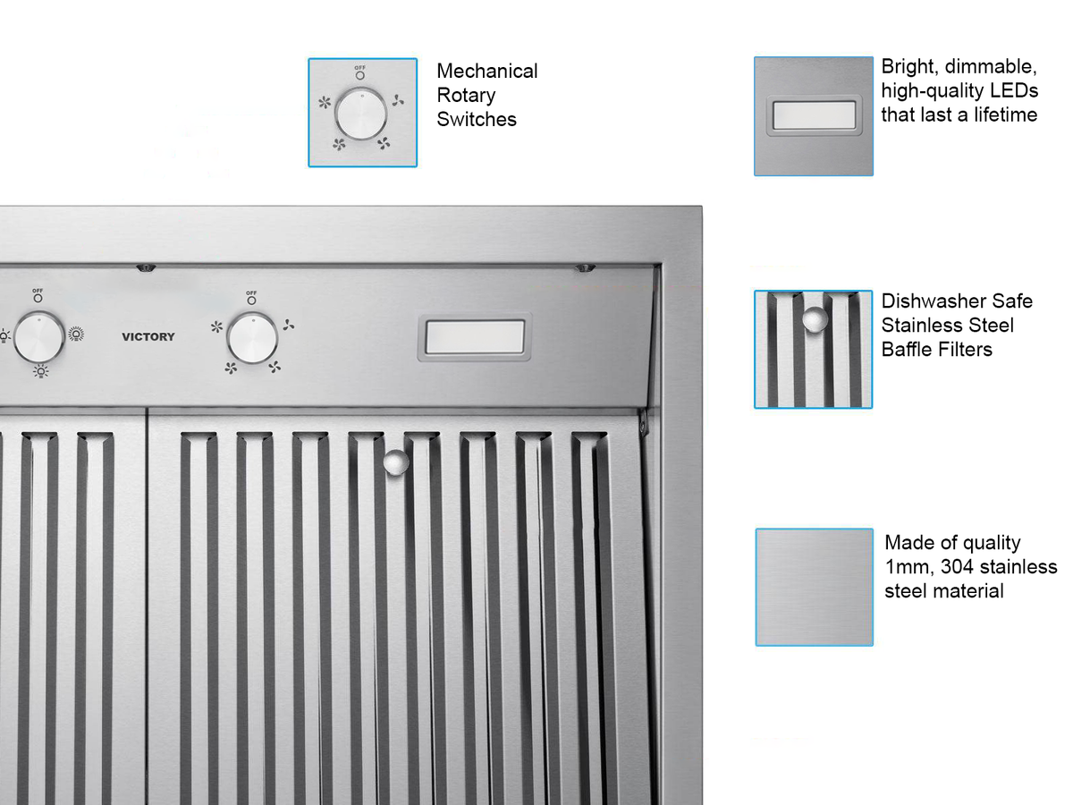 Victory Twister MAX 42 inch stainless steel wall mount range hood, view 4
