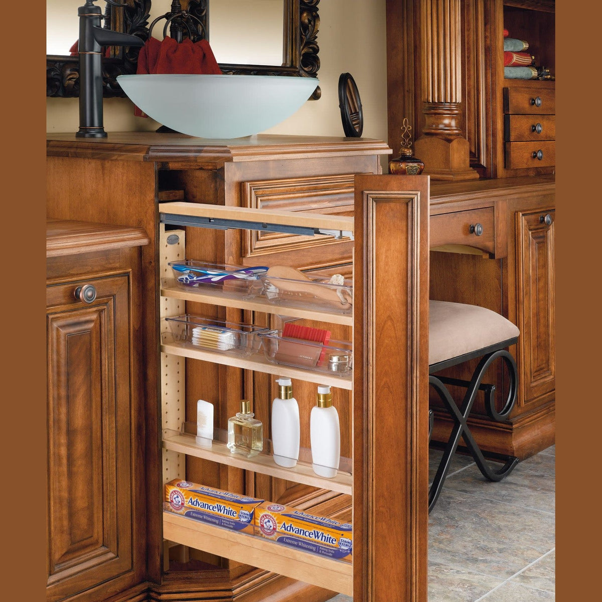 REV-A-SHELF 432-VFSC Series Pull-Out Between Vanity Base Filler with Soft-Close Slides