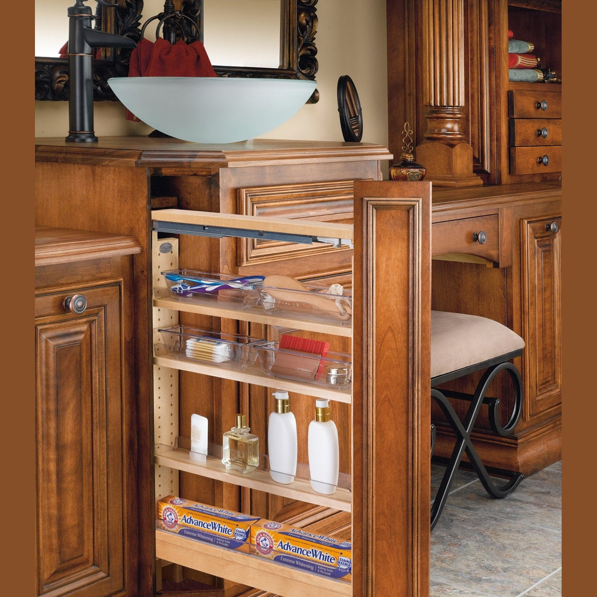 REV-A-SHELF 432-VFSC Series Pull-Out Between Vanity Base Filler with Soft-Close Slides