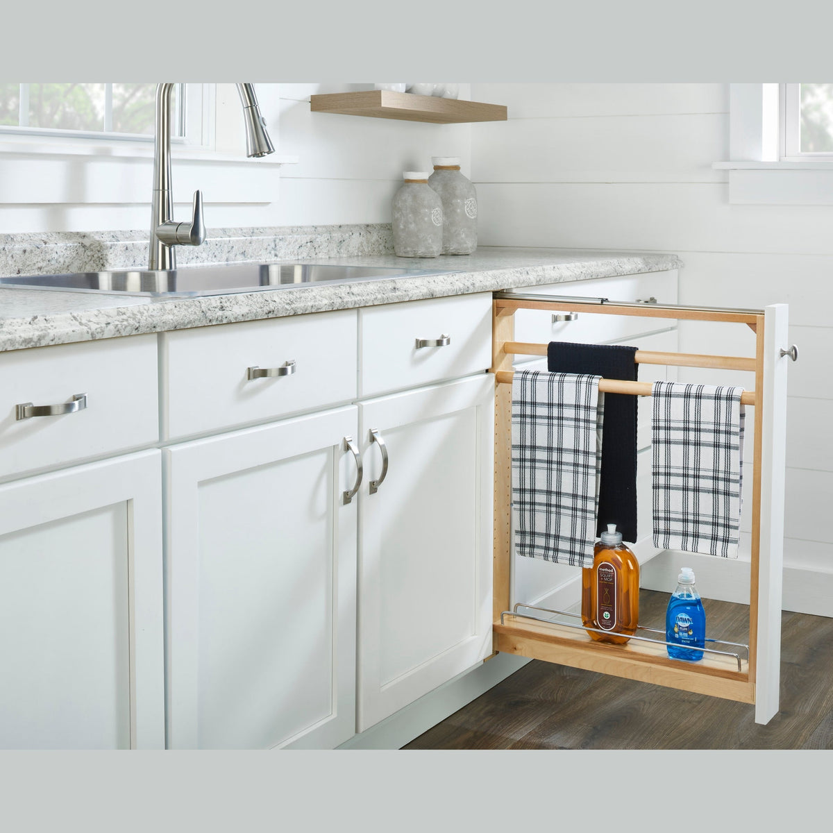 REV-A-SHELF 432TB Series Pullout Between Cabinet Towel Bar Base Filler w/ Ball-Bearing Soft-Close Slides