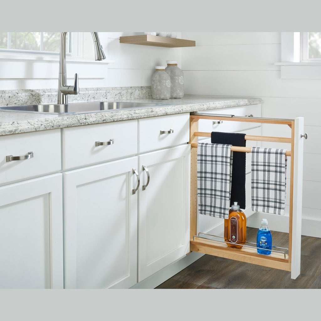 REV-A-SHELF 432TB Series Pullout Between Cabinet Towel Bar Base Filler w/ Ball-Bearing Soft-Close Slides