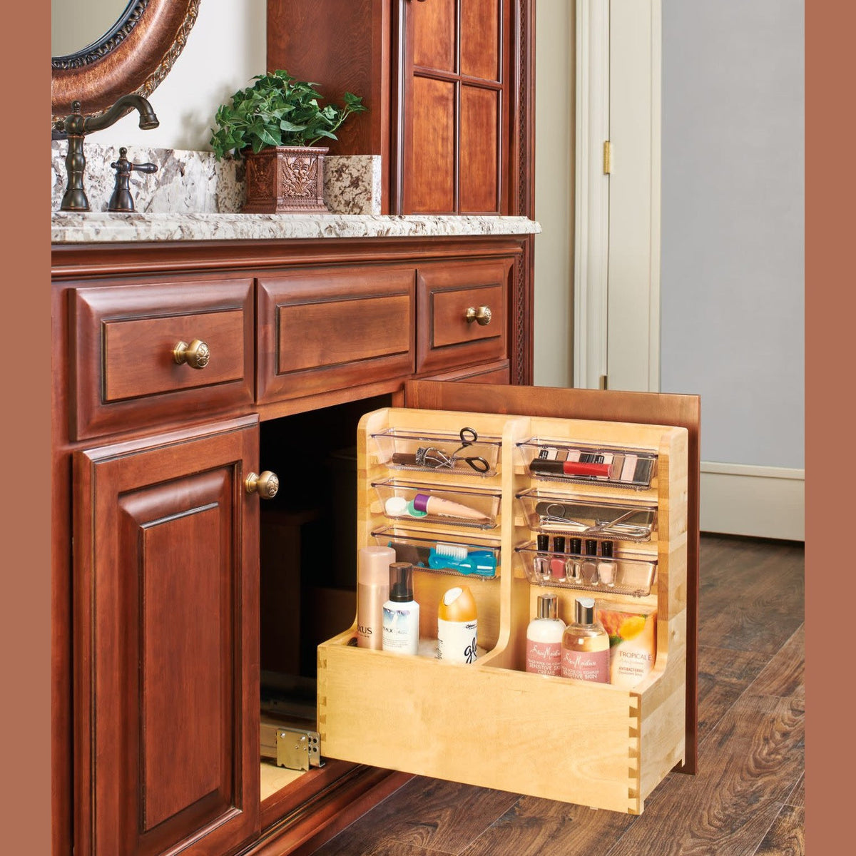 REV-A-SHELF 441 Series L-Shaped Vanity Sink Base Pullout w/ BLUMOTION Soft-Close