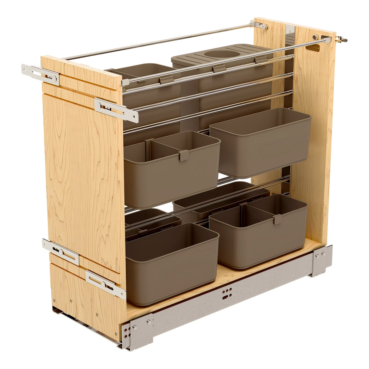 REV-A-SHELF 444-BCSC-8C 8" Natural Maple Base Cabinet Modular Pullout Organizer w/ Soft-Close