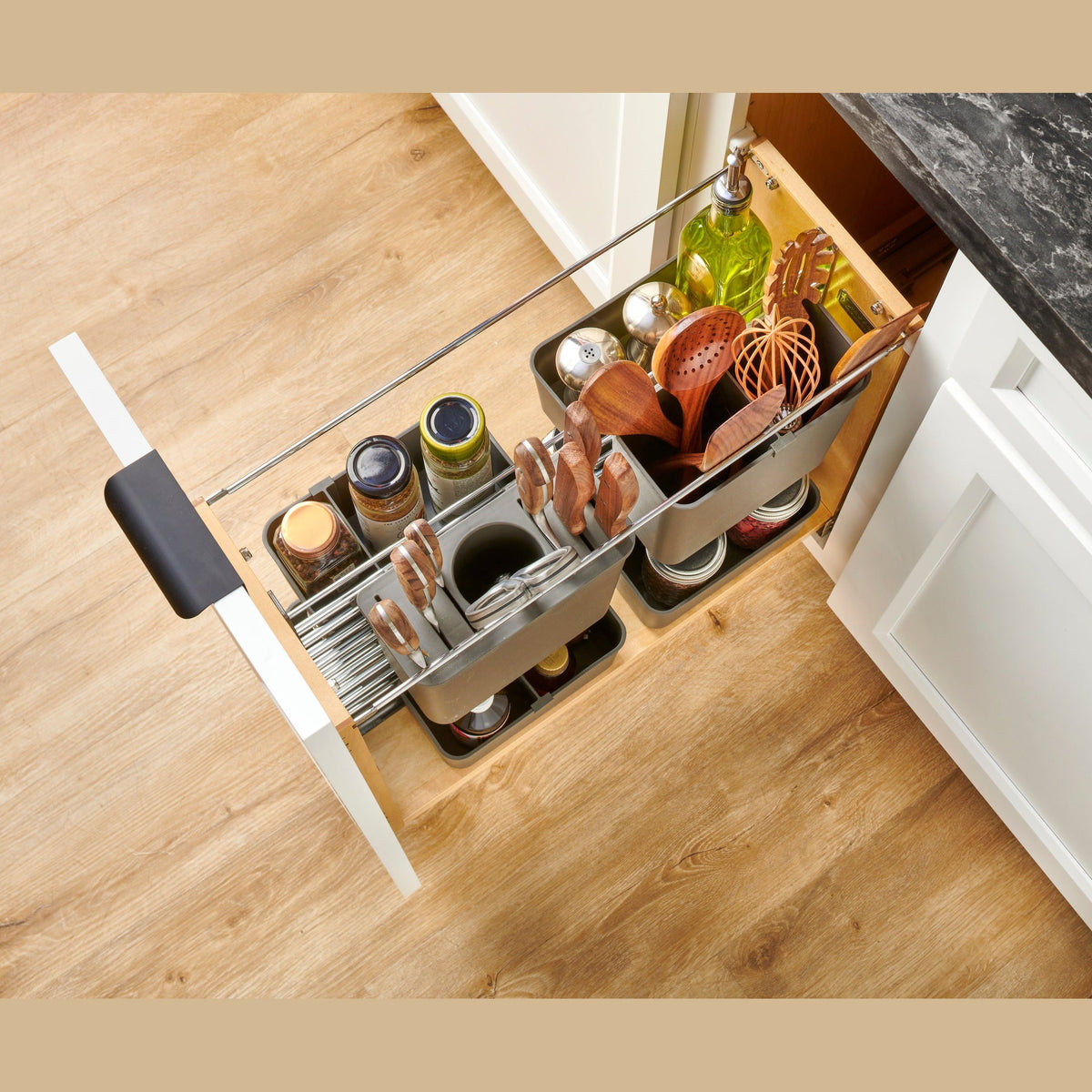 REV-A-SHELF 444-BCSC-8C 8" Natural Maple Base Cabinet Modular Pullout Organizer w/ Soft-Close
