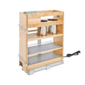 REV-A-SHELF 445-VBOSC-8C Natural Maple Outlet Grooming Organizer w/ BLUM Soft-Close for 12" Face Frame Full-Height Vanity