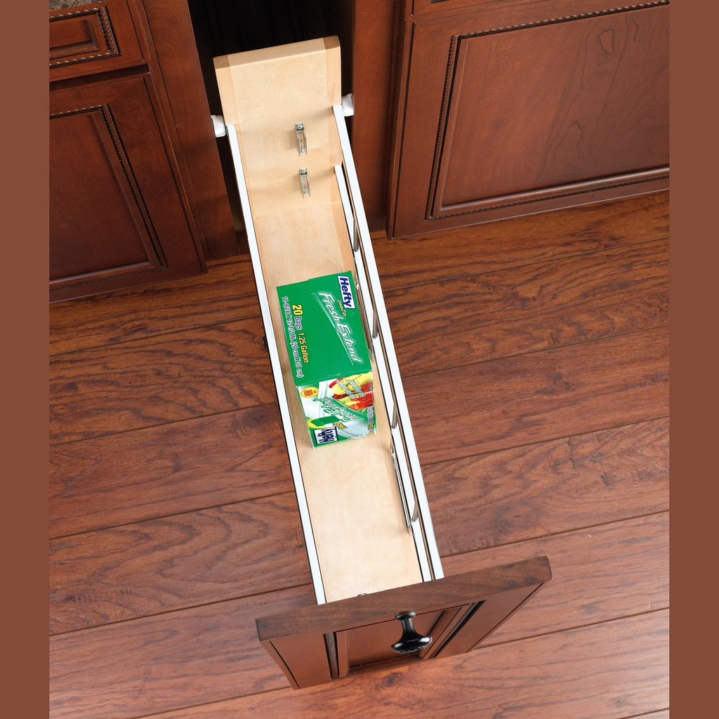 REV-A-SHELF 447-BCBBSC Series Pullout Wood Foil Wrap/Tray Divider Cabinet Organizer w/ Ball-Bearing Soft-Close Slides
