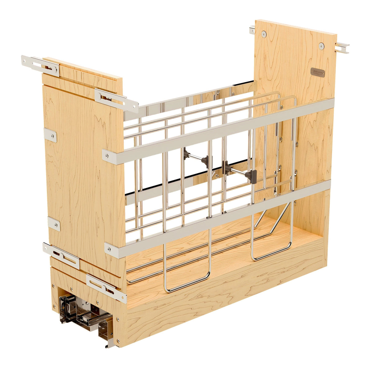 REV-A-SHELF 447-BCBBSC Series Pullout Wood Foil Wrap/Tray Divider Cabinet Organizer w/ Ball-Bearing Soft-Close Slides