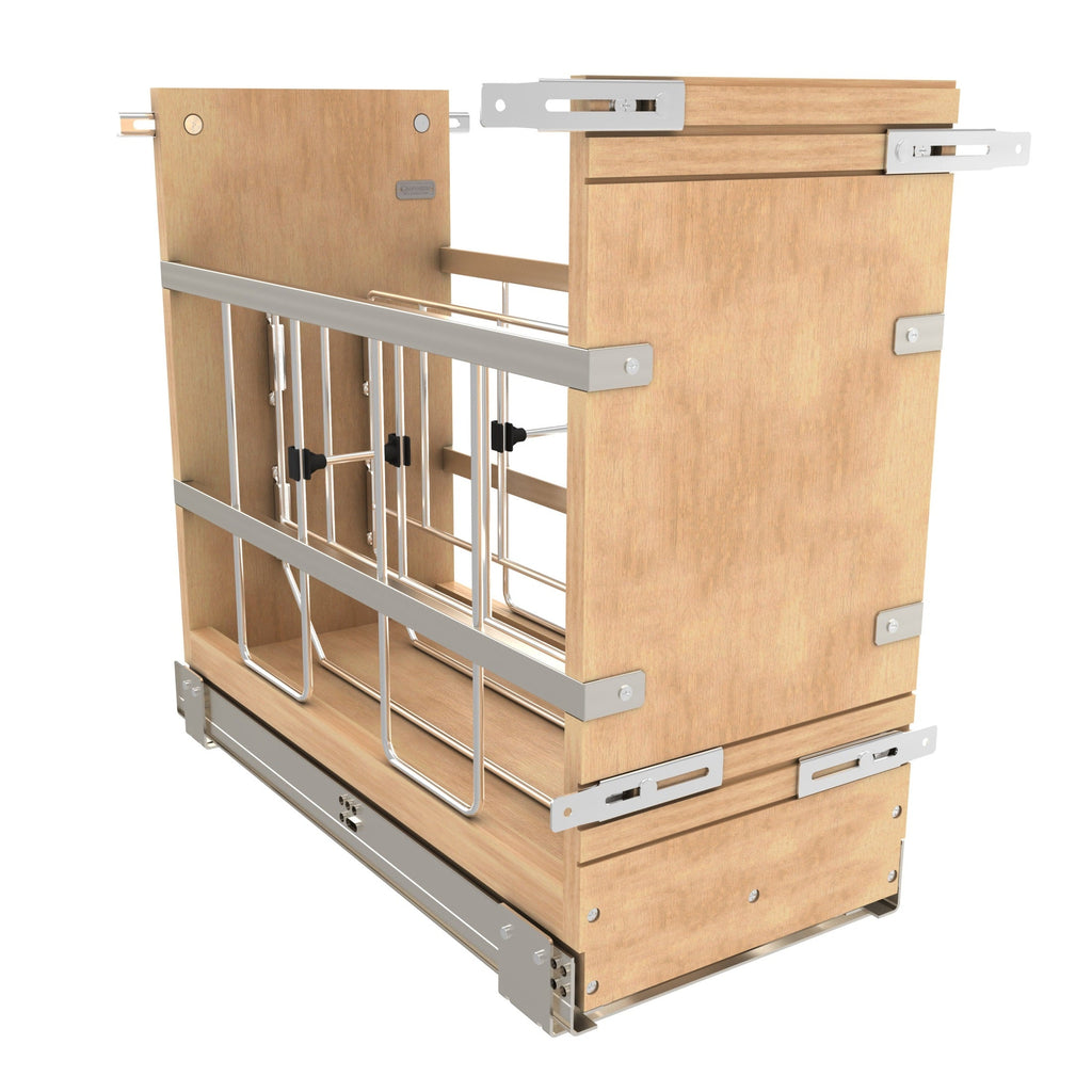 REV-A-SHELF 447 Series Pullout Wood Foil Wrap/Tray Divider Cabinet Organizer w/ BLUMOTION Soft-Close Slides