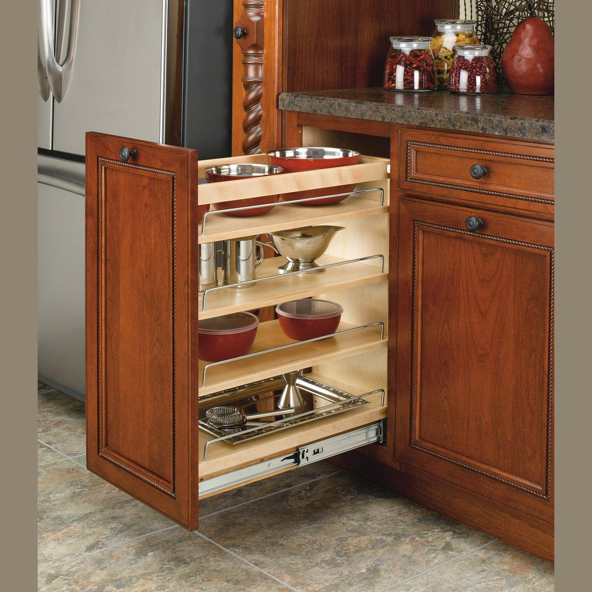 REV-A-SHELF 448-BC Series Pullout Wood Base Cabinet Organizer
