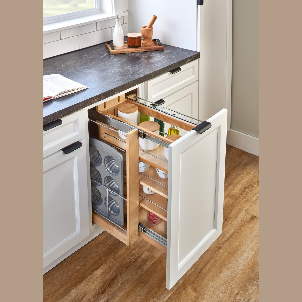 REV-A-SHELF 448-BSKT-3C 3" Tray Holder Sidekick 448 Accessory w/ Full-Extension Ball-Bearing Slides