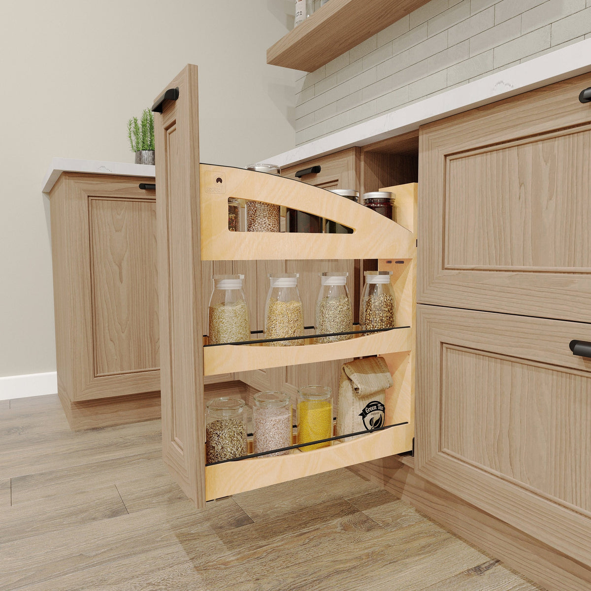 REV-A-SHELF 448CC Series Craftsman Collection Solid Maple Pullout Organizer w/ BLUM Soft-Close