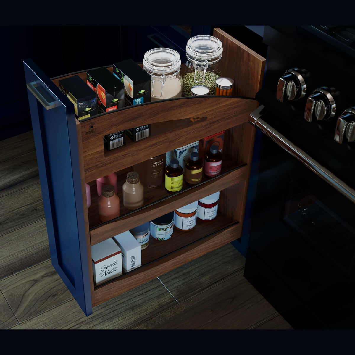 REV-A-SHELF 448CC Series Craftsman Collection Solid Maple Pullout Organizer w/ BLUM Soft-Close
