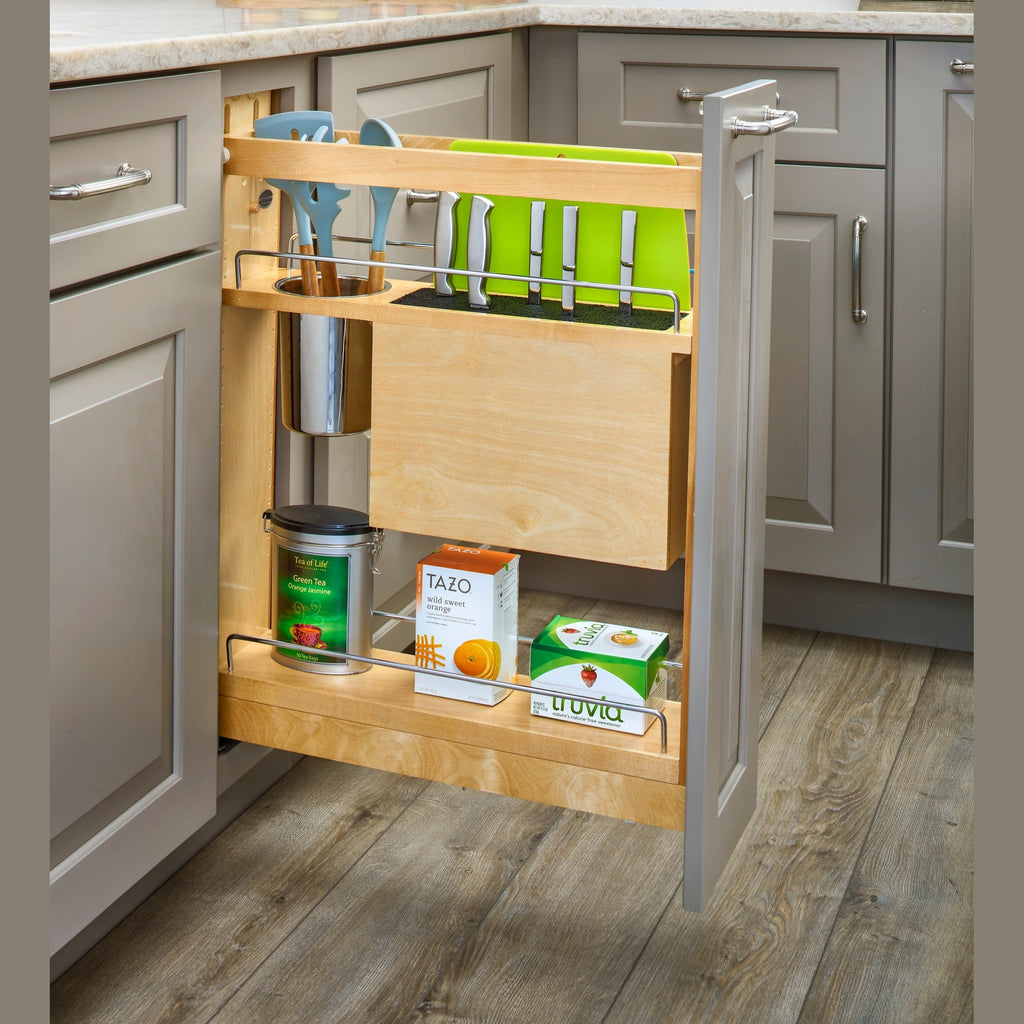 REV-A-SHELF 448KB Series Maple Knife Block Pullout Organizer w/ BLUM Soft-Close