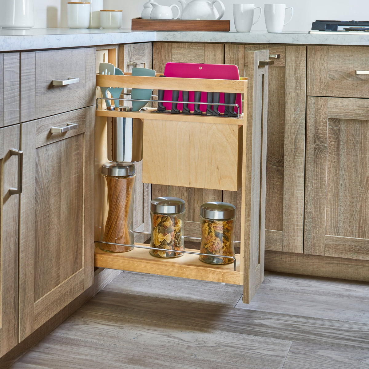REV-A-SHELF 448KB Series Maple Knife Block Pullout Organizer w/ BLUM Soft-Close