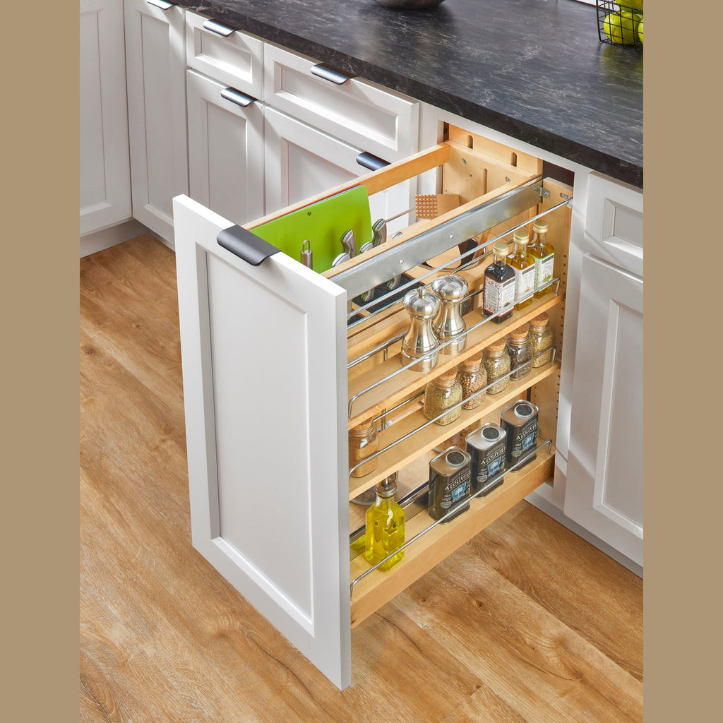 REV-A-SHELF 448KB Series Maple Knife Block Pullout Organizer w/ BLUM Soft-Close