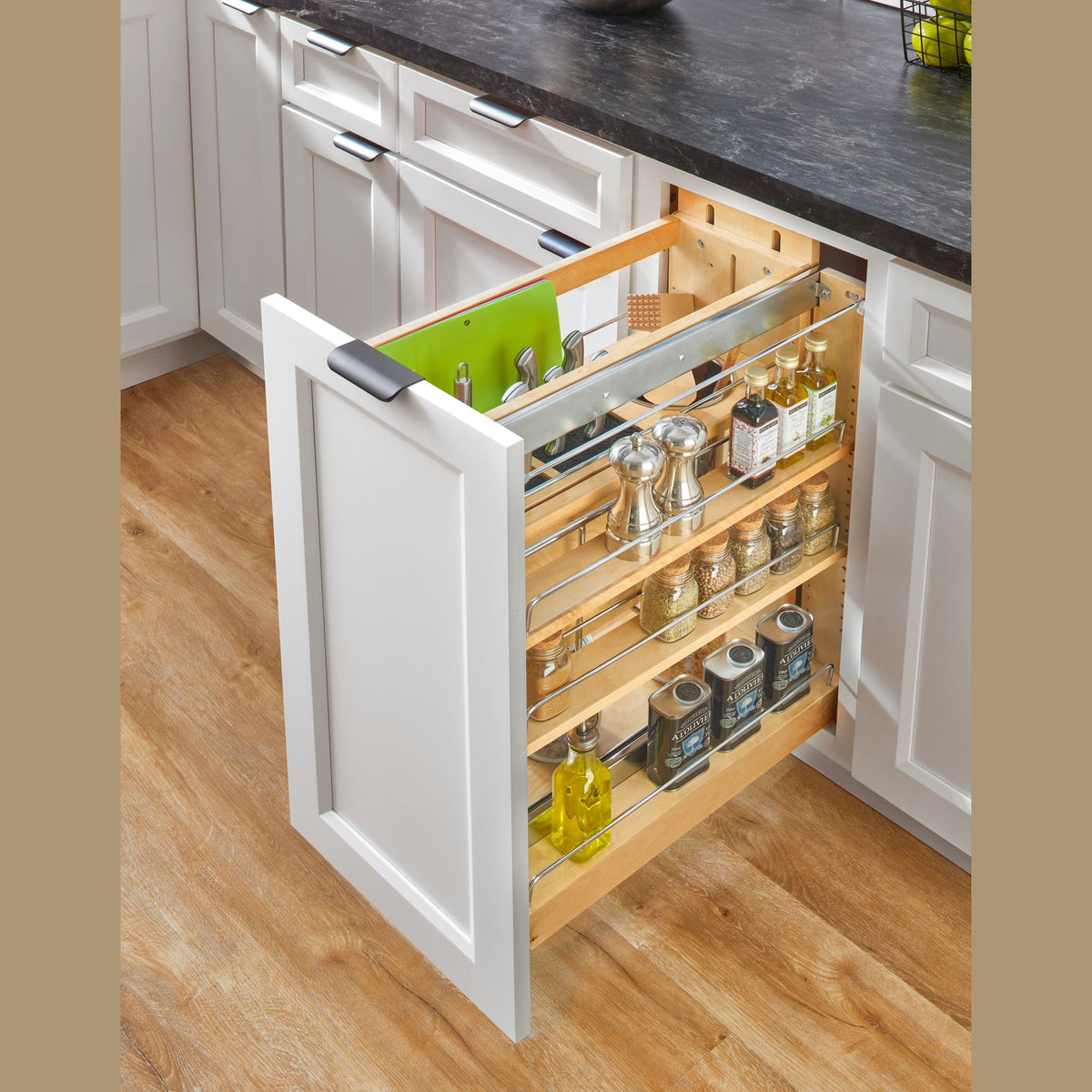 REV-A-SHELF 448KB Series Maple Knife Block Pullout Organizer w/ BLUM Soft-Close