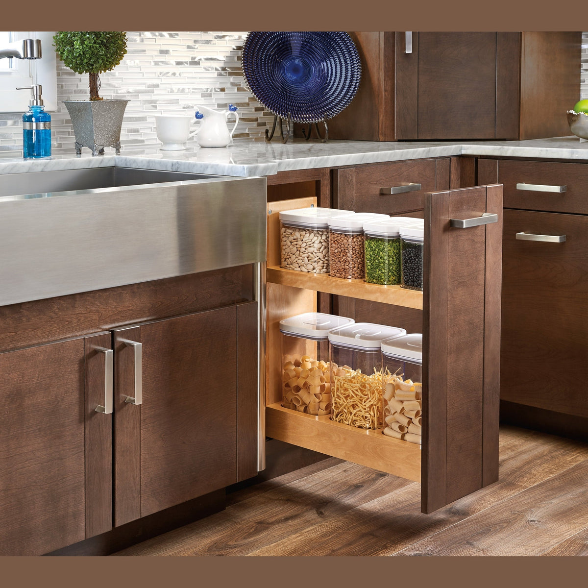 REV-A-SHELF 448OXO-BCSC-8C 8" Pullout Wood Base Cabinet OXO Organizer w/ BLUMOTION Soft-Close Slides