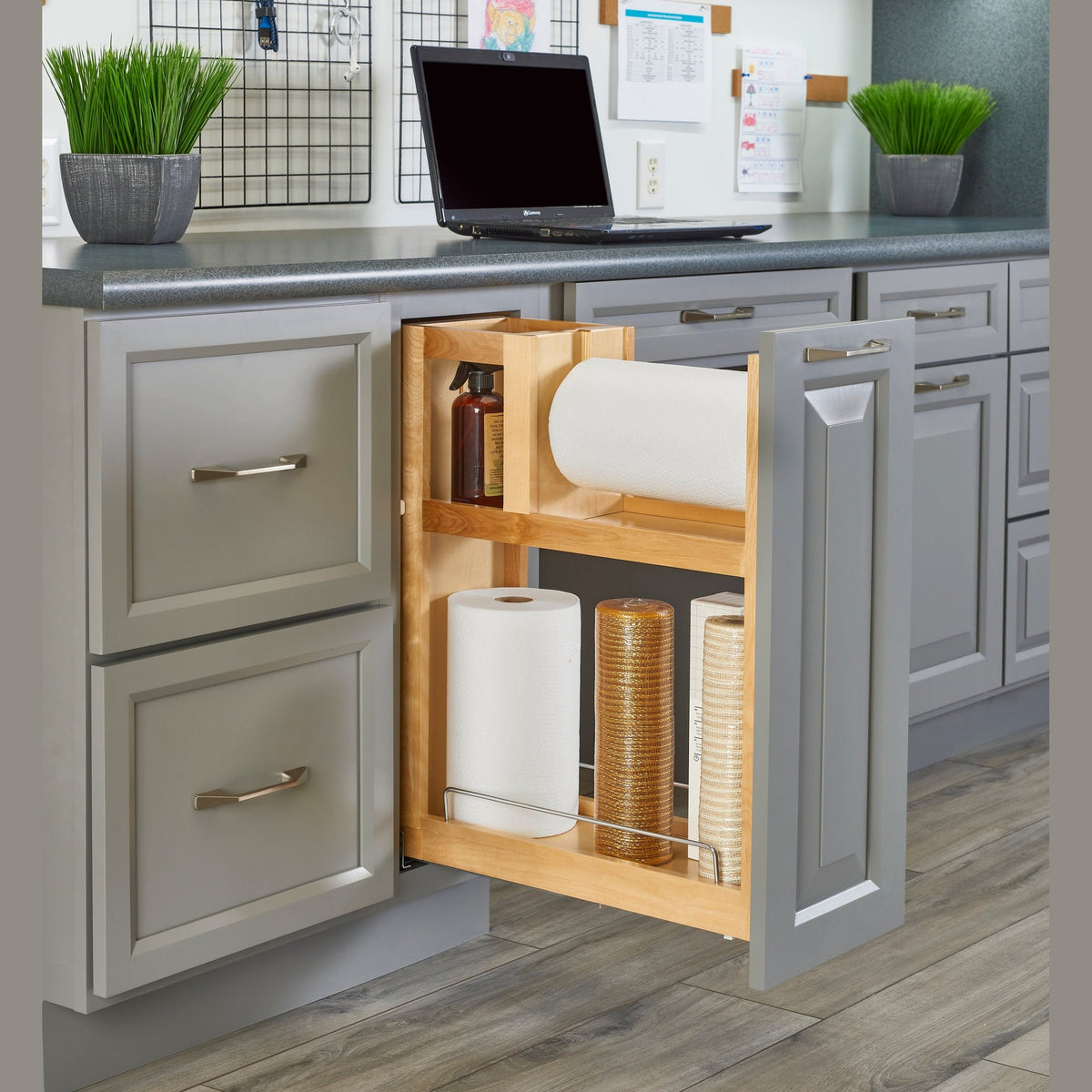 REV-A-SHELF 448PTH Series Paper Towel Holder Base Organizer w/ Blum Soft-Close