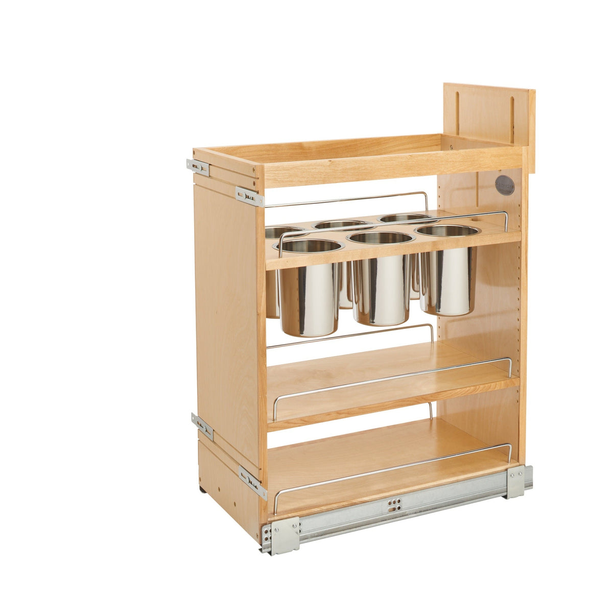 REV-A-SHELF 448UT Series Maple Utensil Pullout Organizer w/ bins and BLUM Soft-Close