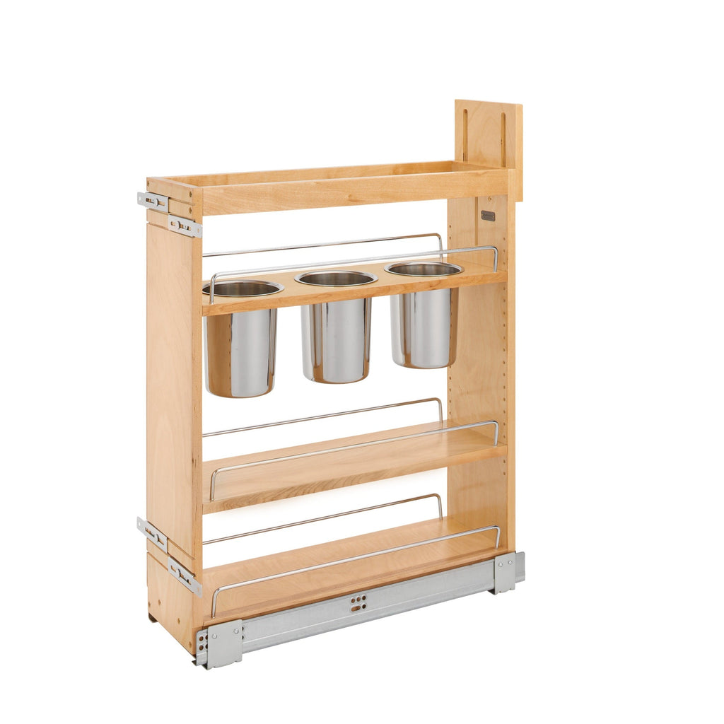 REV-A-SHELF 448UT Series Maple Utensil Pullout Organizer w/ bins and BLUM Soft-Close