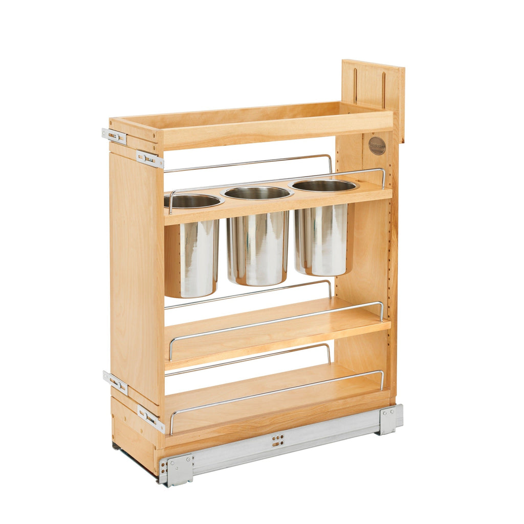 REV-A-SHELF 448UT Series Maple Utensil Pullout Organizer w/ bins and BLUM Soft-Close