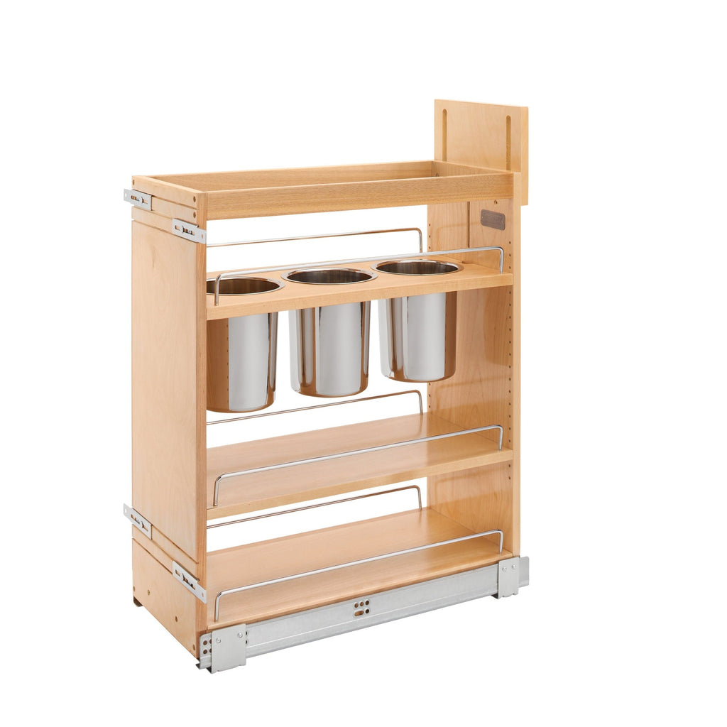 REV-A-SHELF 448UT Series Maple Utensil Pullout Organizer w/ bins and BLUM Soft-Close