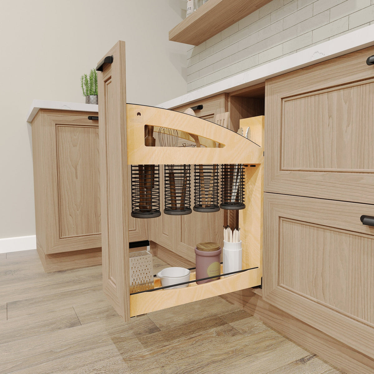 REV-A-SHELF 448UTCC Series Craftsman Collection Solid Utensil Pullout Organizer w/ BLUM Soft-Close