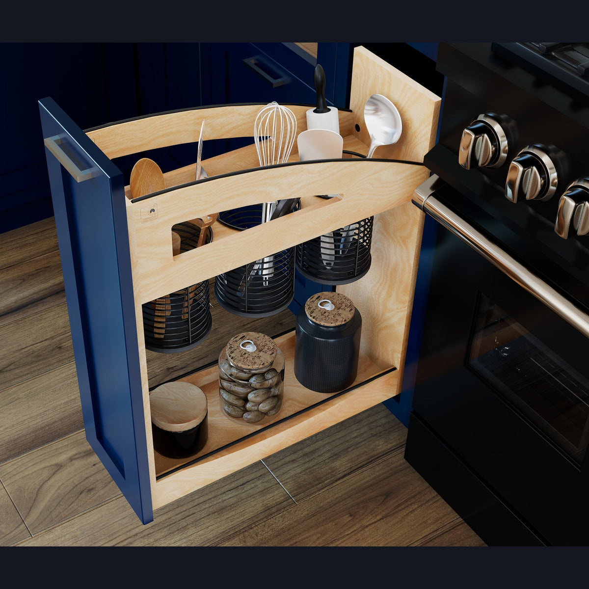 REV-A-SHELF 448UTCC Series Craftsman Collection Solid Utensil Pullout Organizer w/ BLUM Soft-Close