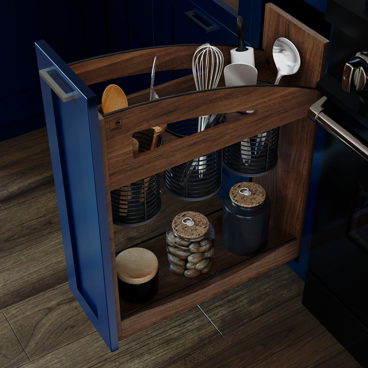 REV-A-SHELF 448UTCC Series Craftsman Collection Solid Utensil Pullout Organizer w/ BLUM Soft-Close