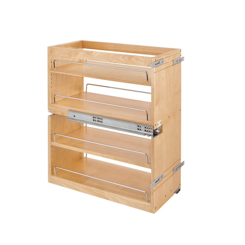 REV-A-SHELF 449 Series Natural Maple Bottom and Side Mount Three Shelf Pullout w/ BLUMOTION Soft-Close