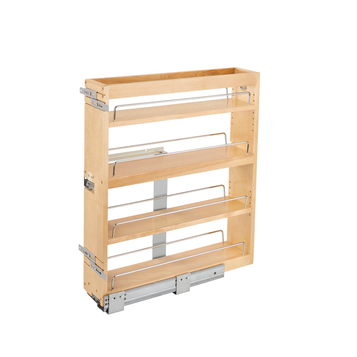 REV-A-SHELF 449 Series Natural Maple Bottom and Side Mount Three Shelf Pullout w/ BLUMOTION Soft-Close
