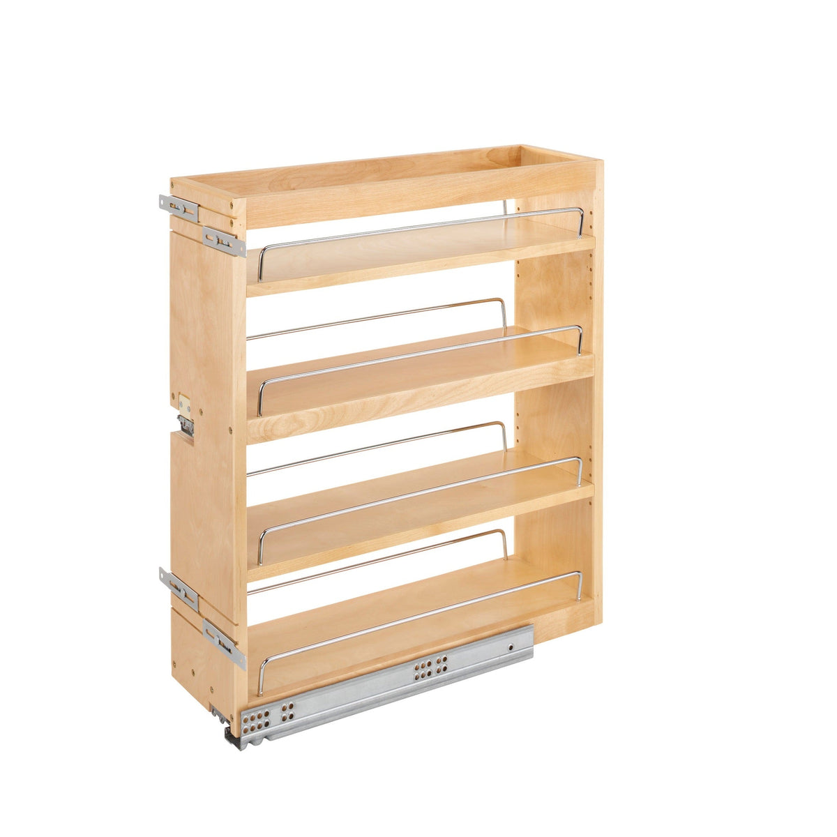 REV-A-SHELF 449 Series Natural Maple Bottom and Side Mount Three Shelf Pullout w/ BLUMOTION Soft-Close