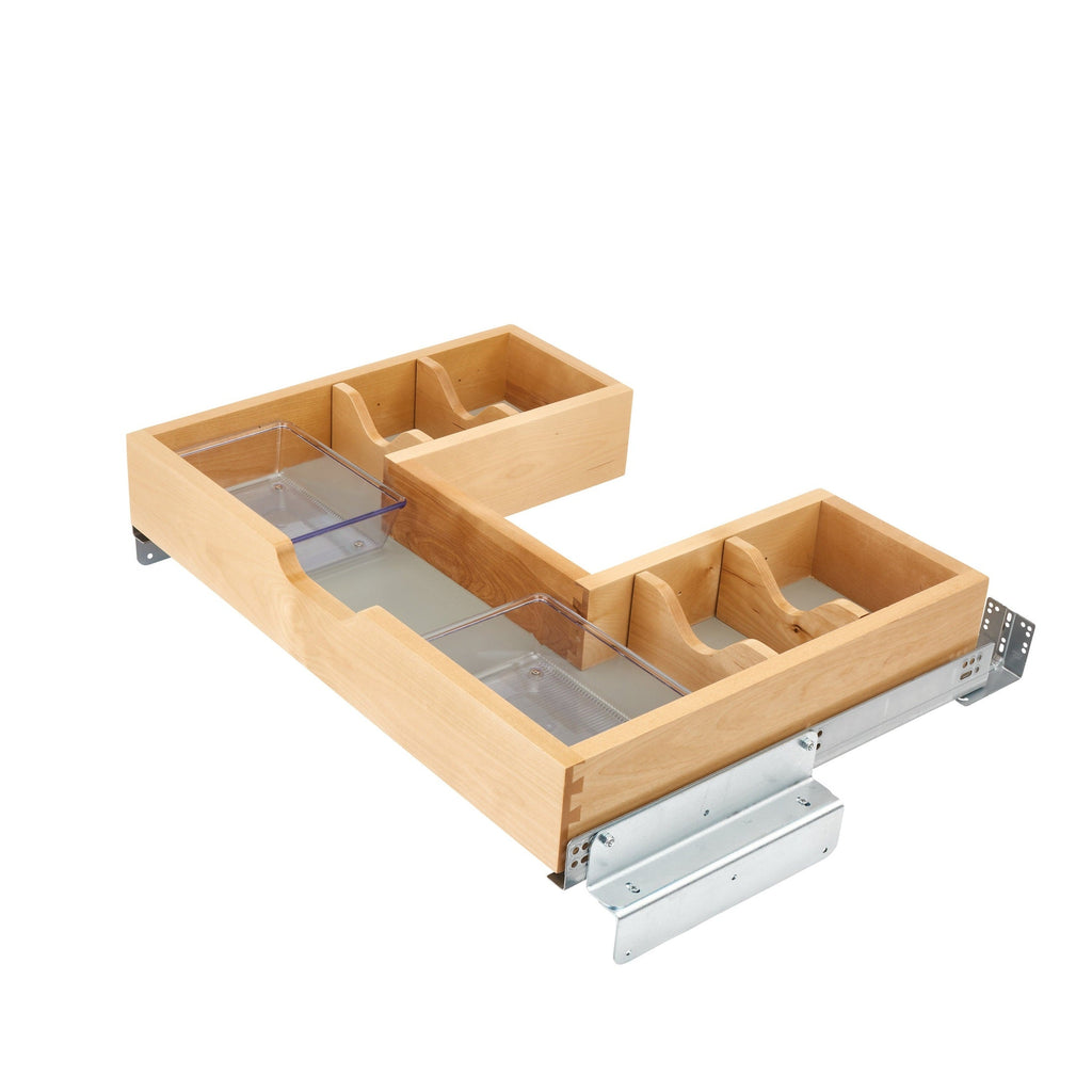 REV-A-SHELF 486 Series Natural Maple Side Mount U-Shaped Vanity Sink Base Pullout w/ BLUMOTION Soft-Close
