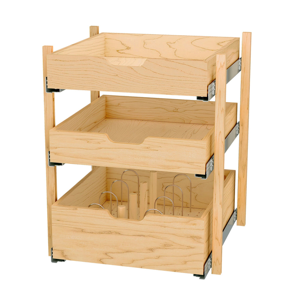 REV-A-SHELF 4PIL-KIT Tall Series Natural Maple Pilaster Kit w/ BLUM Soft-Close for Full-Height Base (2) Standard and (1) Tall Drawer Box, 27-1/4 x 1-1/8" Uprights