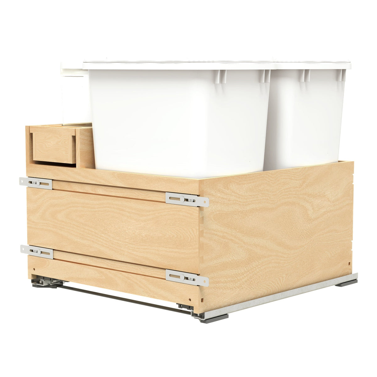REV-A-SHELF 4WCOX-24DMSC-1 Wood Bottom Mount Pullout Waste Container with OXO and Storage w/ Soft-Close