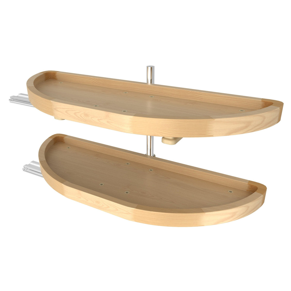 REV-A-SHELF 4WLS882 Series Maple Two-Tier Half-Moon Optimizer w/ Pivot and Slide Hardware Blind Corner Organizer