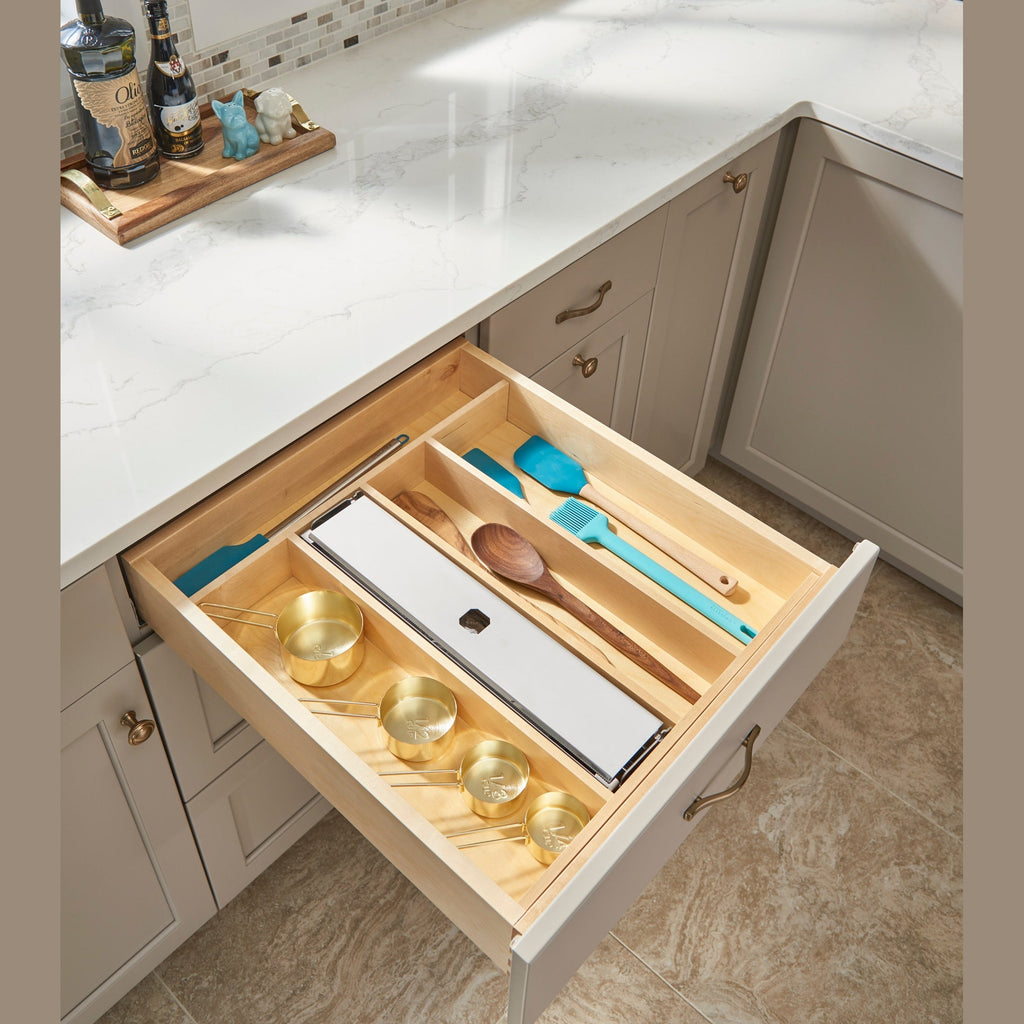 REV-A-SHELF 4WUT-SH Series Wood Trim-to-Fit Shallow Utensil Drawer Insert Organizer