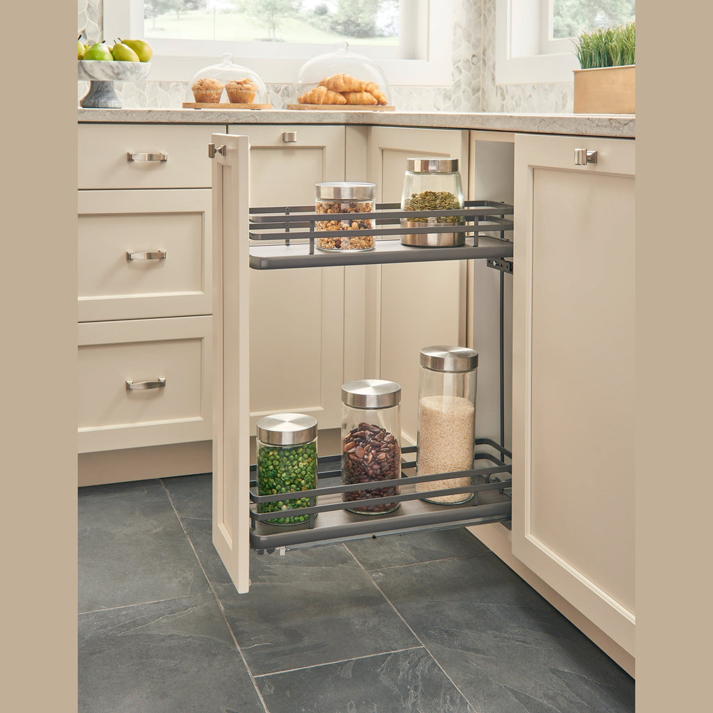 REV-A-SHELF 5322 SC Series Solid Bottom Flat Wire Two-Tier Contemporary Base Cabinet Pullout w/ BLUMOTION Soft-Close