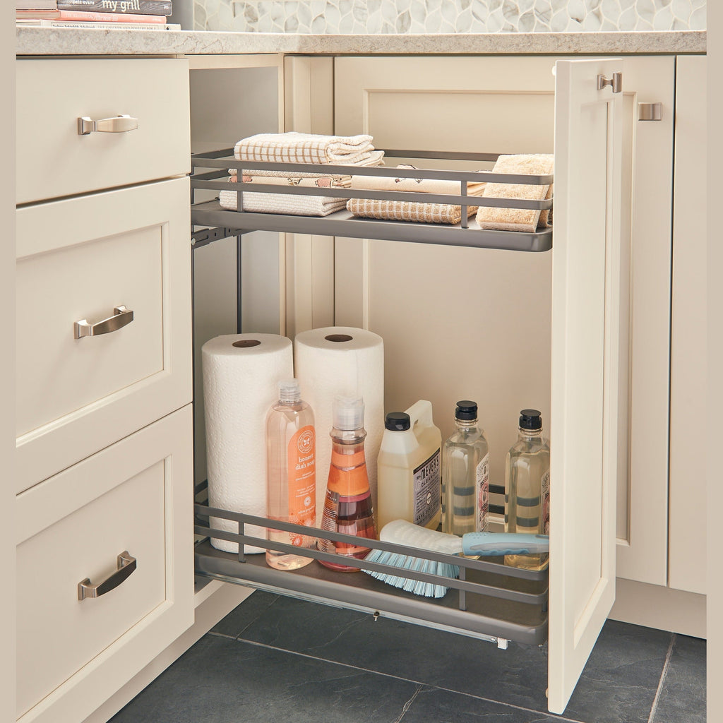 REV-A-SHELF 5322 SC Series Solid Bottom Flat Wire Two-Tier Contemporary Base Cabinet Pullout w/ BLUMOTION Soft-Close